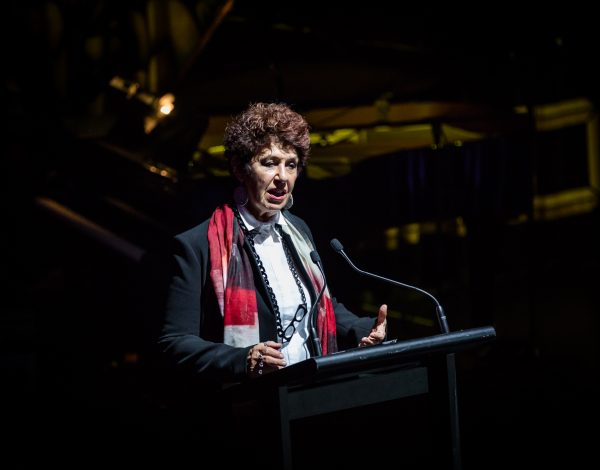 Boon Wurrung Elder Aunty Carolyn Briggs welcomes guests to country at The Coming Back Out Ball. Photo by Bryony Jackson.